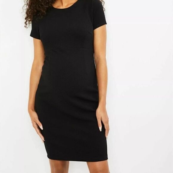 Motherhood Maternity Black Textured Sheath Dress - Picture 3 of 9
